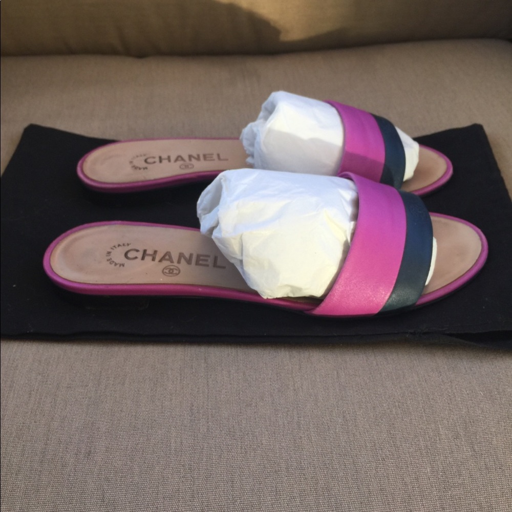 Chanel Magenta Slip/Slides Sandals